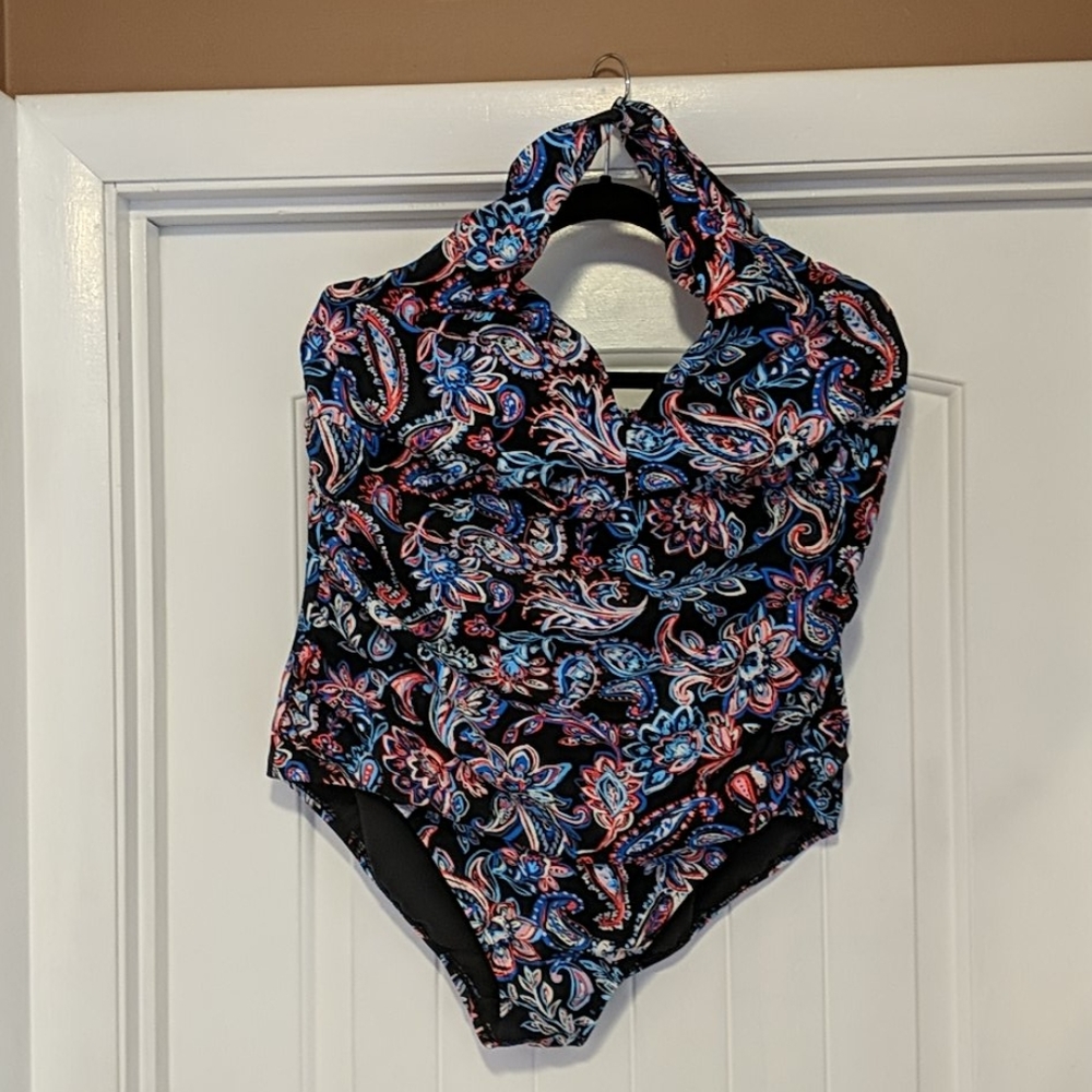 Paisley One Piece Halter Bathing Suit